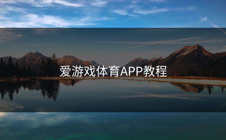 爱游戏体育APP教程
