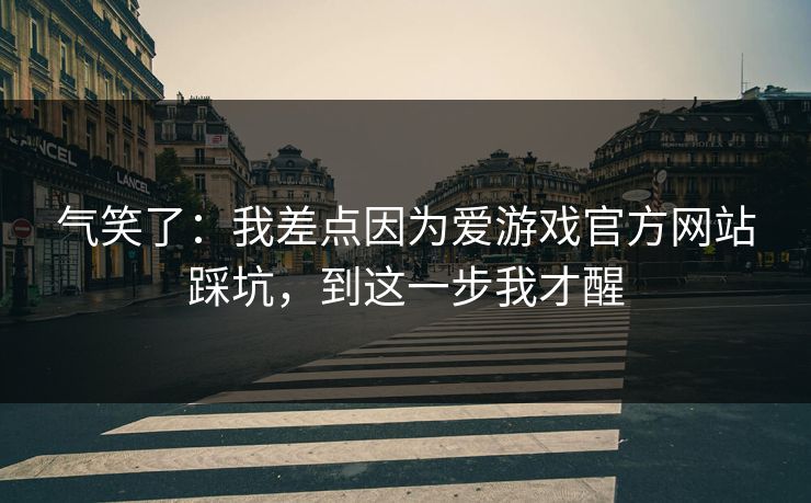 气笑了：我差点因为爱游戏官方网站踩坑，到这一步我才醒