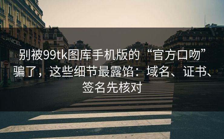 别被99tk图库手机版的“官方口吻”骗了，这些细节最露馅：域名、证书、签名先核对