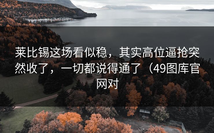 莱比锡这场看似稳,其实高位逼抢突然收了,一切都说得通了(49图库官网对
